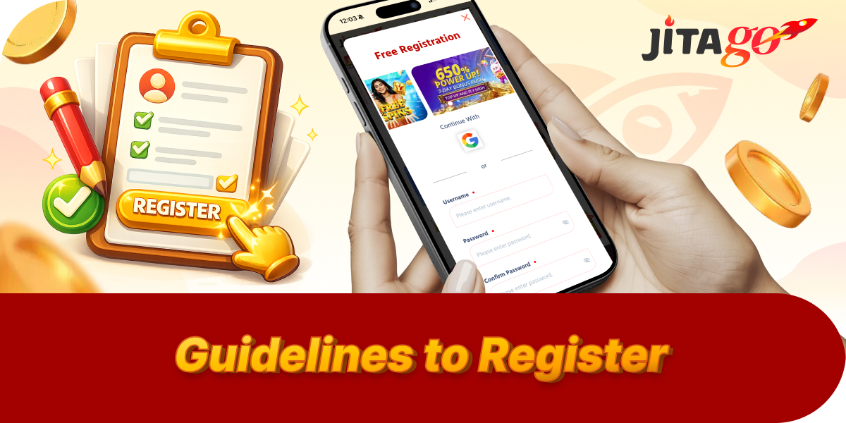 Mobile registration guide for JitaGo app