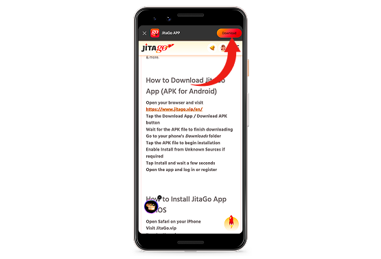 Tap the Android Download button link