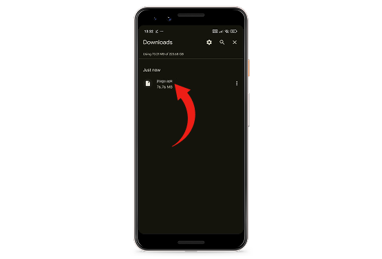 Access the mobile device Downloads folder