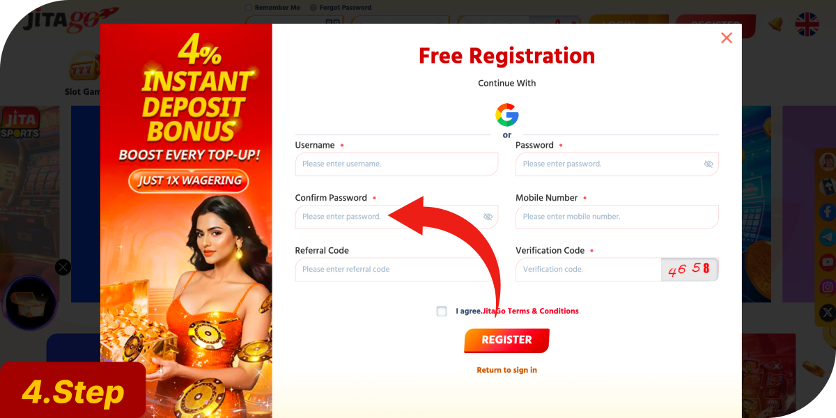Confirm your chosen password for safety