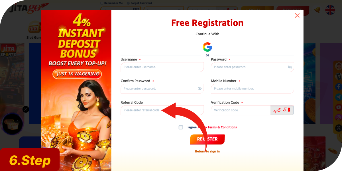 Input optional JitaGo referral promo code