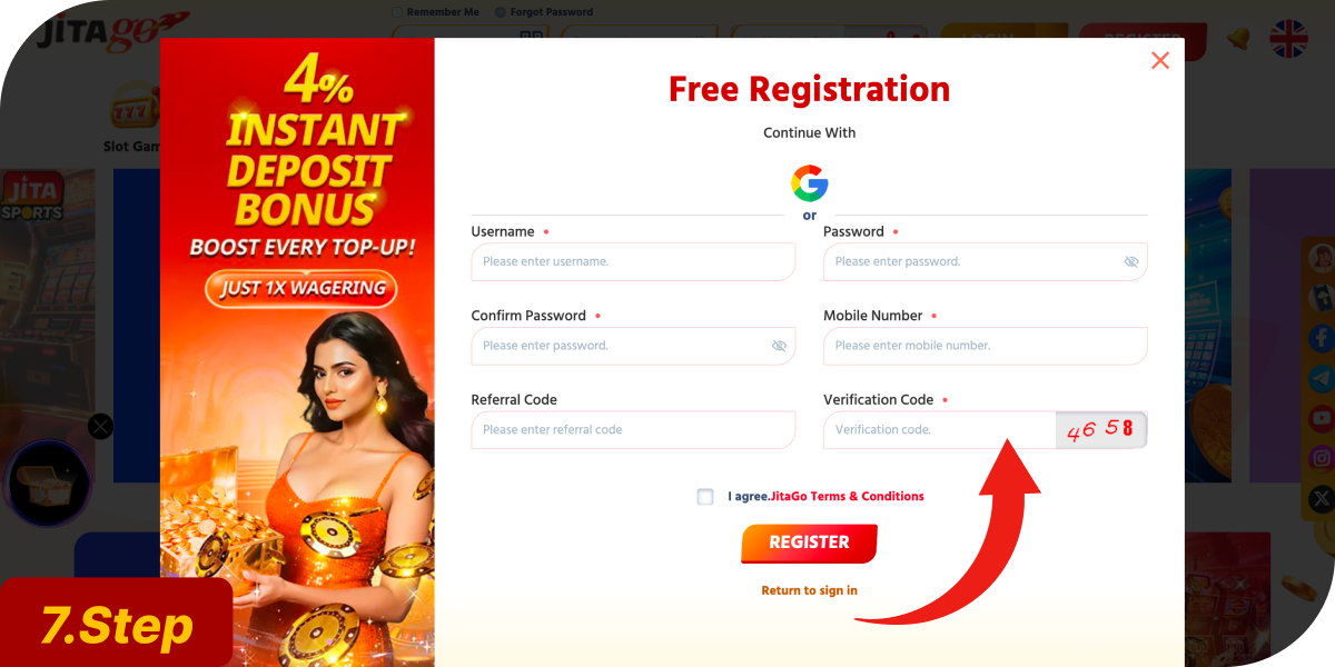 Complete security check with verification code