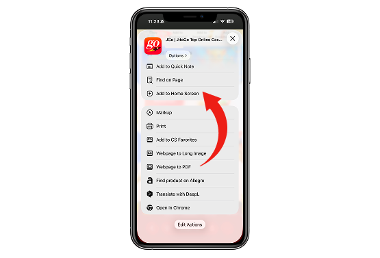 Choose add to home screen option